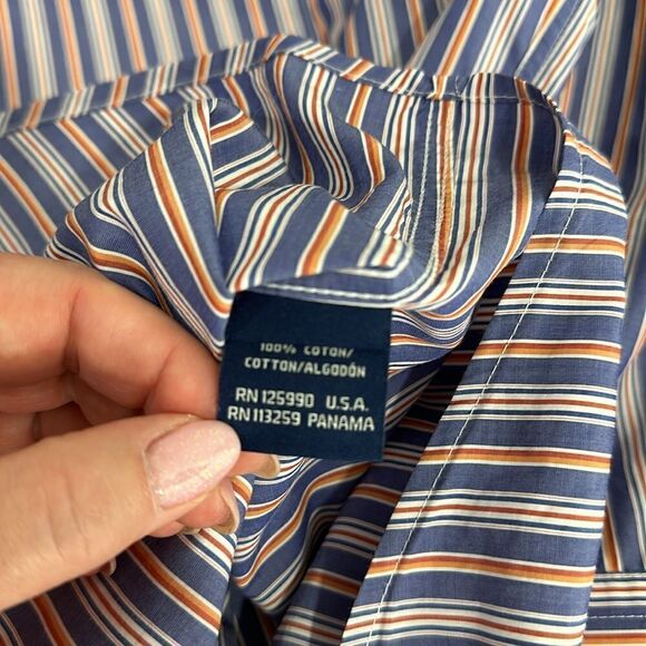 Faconnable Multicolor Stripes Cotton Long Sleeve Button Down Shirt Size XL - Picture 6 of 11